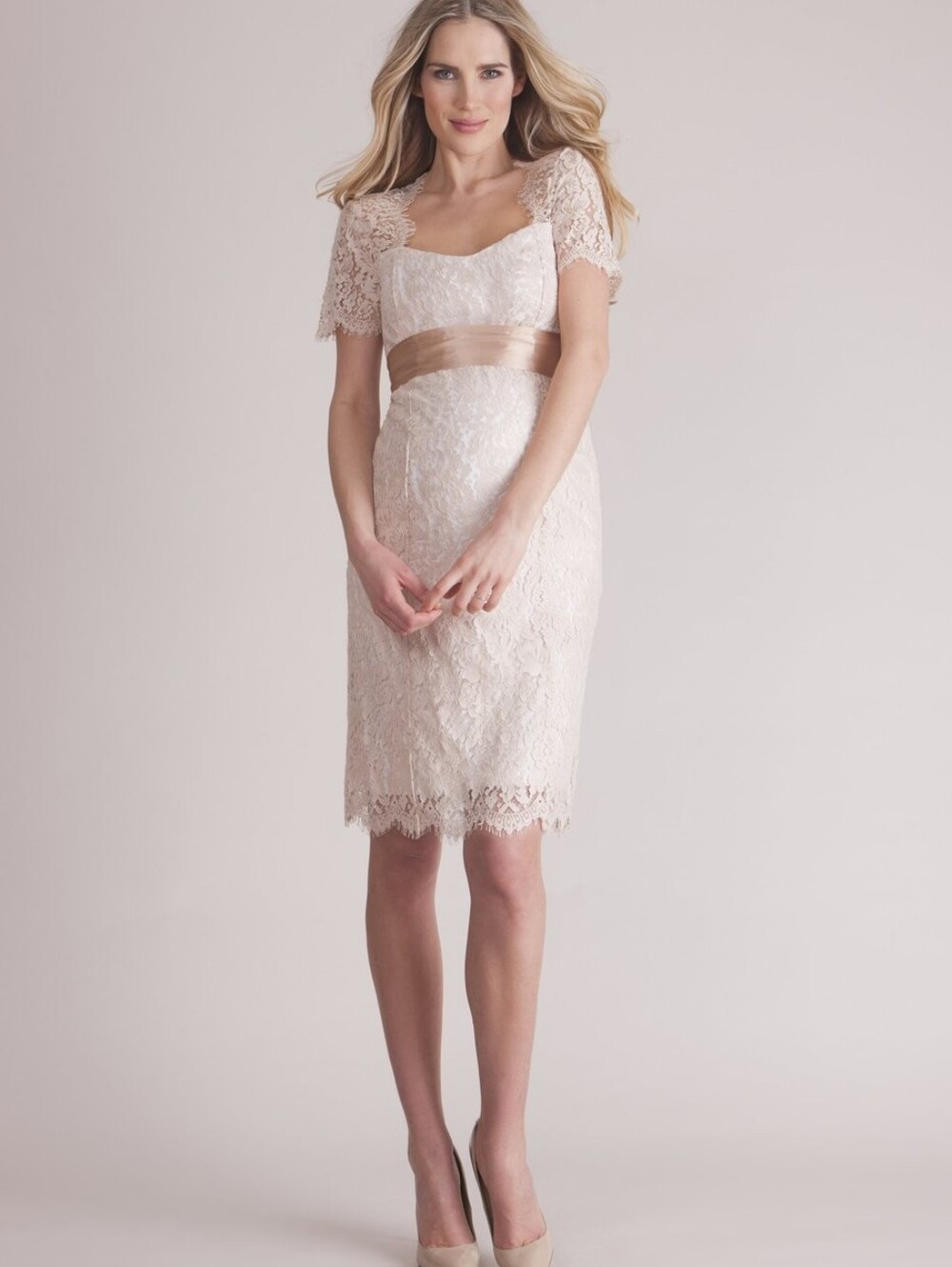 Seraphine Luxe Allegra Maternity Dress in Champagne Cream Blush Size 6